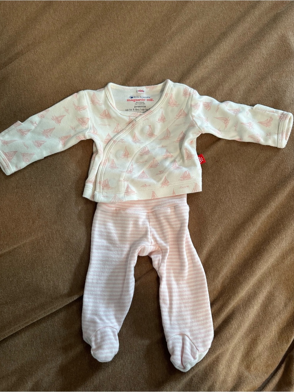 Magnetic Me Pink and White Sailboat Kimono Set